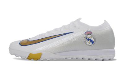 Unisex Nike Air Zoom Mercurial Vapor 16 Elite TF Artificial Turf Low-Tops Football Shoes - White/Royal Blue/Metallic Gold