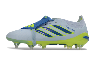 Men's Adidas Predator 26 Elite Fold-Over Tongue SG Soft Ground Low-Tops Football Boots - Blue/Electric Green/Light Blue