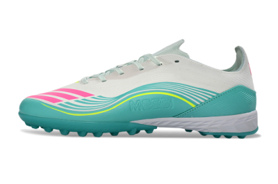 Unisex Adidas F50 Pro TF Artificial Turf Low-Tops Football Shoes - Aqua/Neon Pink/Sunshine Yellow