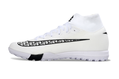 Unisex Nike Air Zoom Mercurial Superfly 10 Elite TF Artificial Turf High-Tops Football Shoes - White/Midnight Black/Soft Grey