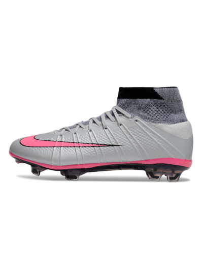 Men's Nike Zoom Mercurial Superfly 4 Elite FG Firm Ground High-Tops Football Boots - Gray/Neon Pink/Black