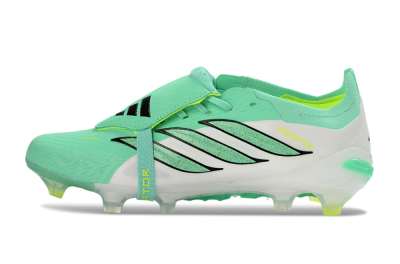 Unisex Adidas Predator 26 Elite Fold-Over Tongue FG Firm Ground Low-Tops Football Boots - Aqua/Mint Green/Fluorescent Yellow