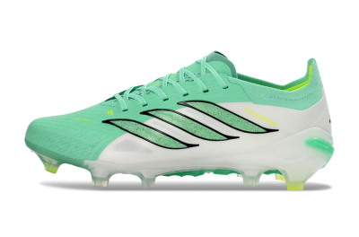 Unisex Adidas Predator 26 Elite FG Firm Ground Low-Tops Football Boots - Aqua/Lime Green/Black