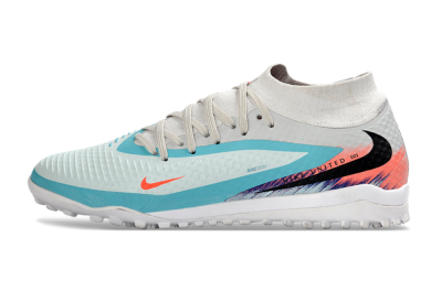 Unisex Nike Phantom 6 Elite High TF Artificial Turf High-Tops Football Shoes - Turquoise/Coral/White