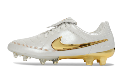 Men's Nike Tiempo Legend SE FG Firm Ground Low-Tops Football Boots - White/Metallic Gold/Classic White
