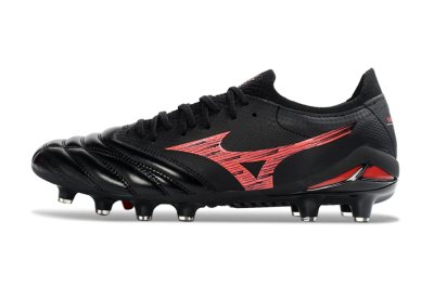 Men's Mizuno Morelia Neo 4 FG Firm Ground Low-Tops Football Boots - Black/Crimson Red/Graphite Grey