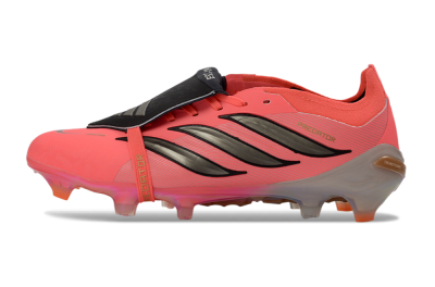 Unisex Adidas Predator 26 Elite Fold-Over Tongue FG Firm Ground Low-Tops Football Boots - Pink/Electric Pink/Black