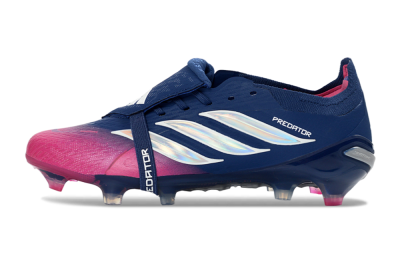 Unisex Adidas Predator 26 Elite Fold-Over Tongue FG Firm Ground Low-Tops Football Boots - Navy/Vibrant Pink/Deep Blue