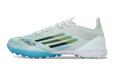 Unisex Adidas F50 Pro TF Artificial Turf Low-Tops Football Shoes - Blue/Aqua Blue/Neon Yellow