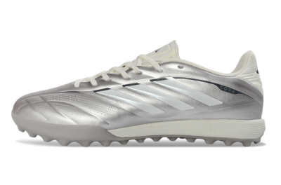 Men's Adidas Copa Pure 2+ Elite TF Artificial Turf Low-Tops Football Shoes - Silver/Metallic Gray/White