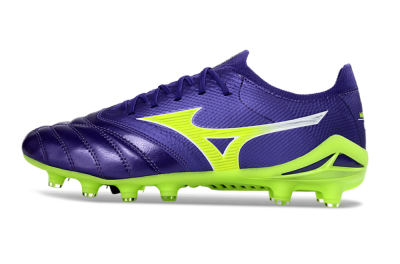 Men's Mizuno Morelia Neo 4 FG Firm Ground Low-Tops Football Boots - Purple/Vibrant Green/Deep Violet