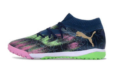 Men's Puma Future 8 Ultimate TF Artificial Turf Low-Tops Football Shoes - Green/Pink Blast/Deep Blue