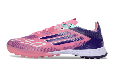 Unisex Adidas F50 Pro TF Artificial Turf Low-Tops Football Shoes - Pink/Vibrant Pink/Deep Purple