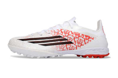 Unisex Adidas F50 Elite TF Artificial Turf Low-Tops Football Shoes - White/Lively Red/Deep Black