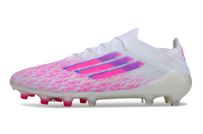 Men's Adidas F50 Elite AG Artificial Grass Low-Tops Football Boots - White/Neon Pink/Blue