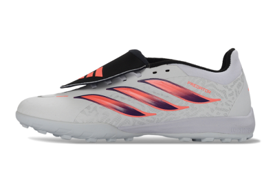 Unisex Adidas Predator 26 Elite Fold-Over Tongue TF Artificial Turf Low-Tops Football Shoes - White/Electric Pink/Deep Purple