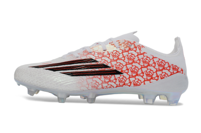 Unisex Adidas F50 Elite FG Firm Ground Low-Tops Football Boots - White/Fiery Coral/Black