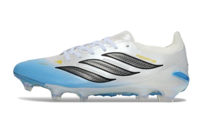 Unisex Adidas Predator 26 Elite FG Firm Ground Low-Tops Football Boots - Blue/Sky Blue/Iridescent White
