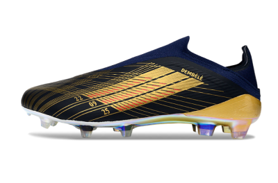Unisex Adidas F50 Elite Laceless FG Firm Ground Low-Tops Football Boots - Navy/Gold/Red
