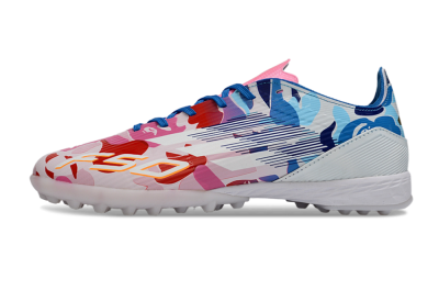 Unisex Adidas F50 Elite TF Artificial Turf Low-Tops Football Shoes - Pink/Vibrant Pink/Cool Blue