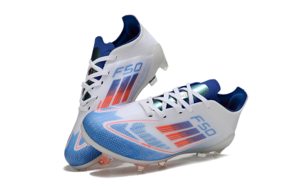 Kids Adidas F50 Elite FG Firm Ground Low-Tops Football Boots - Blue/Cool Blue/Crisp White