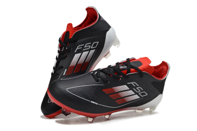 Kids Adidas F50 Elite FG Firm Ground Low-Tops Football Boots - Black/Crimson Red/White