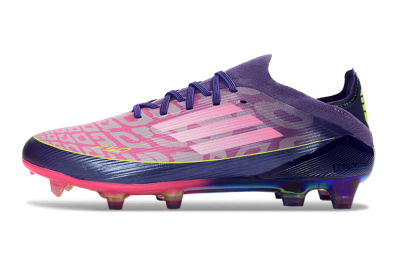 Men's Adidas F50 Elite FG Firm Ground Low-Tops Football Boots - Purple/Vibrant Pink/Rainbow Gradient