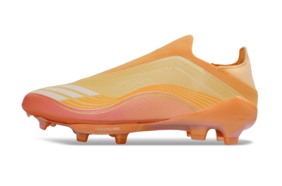 Men's Adidas F50 Elite Lightstrike Pro Laceless FG Firm Ground Low-Tops Football Boots - Orange/Peach Burst/Sunny Glow