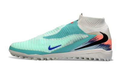Unisex Nike Phantom 6 Elite High TF Artificial Turf High-Tops Football Shoes - Aqua/Coral Burst/Able Blue