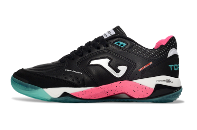 Men's Joma Top Flex IC Indoor & Futsal Low-Tops Football Shoes - Black/Electric Pink/Turquoise Blue