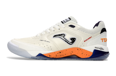 Men's Joma Top Flex IC Indoor & Futsal Low-Tops Football Shoes - White/Orange Blaze/Navy Blue