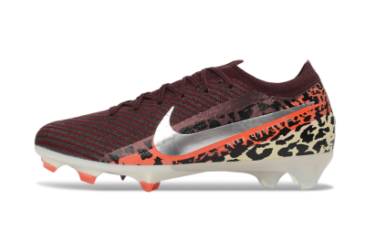 Unisex Nike Air Zoom Mercurial Vapor 16 Elite FG Firm Ground Low-Tops Football Boots - Burgundy/Coral Red/Black Pattern