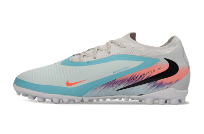 Unisex Nike Phantom 6 Elite Low TF Artificial Turf Low-Tops Football Shoes - White/Aqua Blue/Coral Pink