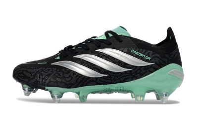 Men's Adidas Predator 26 Elite SG Soft Ground Low-Tops Football Boots - Black/Mint Green/Graphite Grey