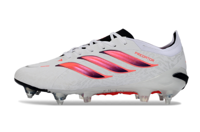 Men's Adidas Predator 26 Elite SG Soft Ground Low-Tops Football Boots - White/Vibrant Pink/Black