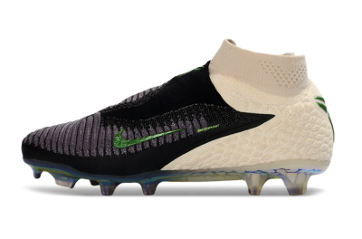 Unisex Nike Phantom 6 Elite High FG Firm Ground High-Tops Football Boots - Black/Lime Green/Beige