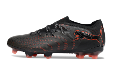 Men's Puma Future 8 Ultimate FG Firm Ground Low-Tops Football Boots - Black/Electric Red/Shadow Black