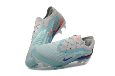 Kids Nike Phantom 6 Elite Low FG Firm Ground Low-Tops Football Boots - Aqua/Soft Coral/Sky Blue