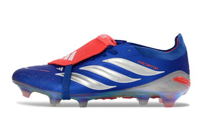 Men's Adidas Predator 26 Elite Fold-Over Tongue FG Firm Ground Low-Tops Football Boots - Blue/Fiery Red/Cool Silver