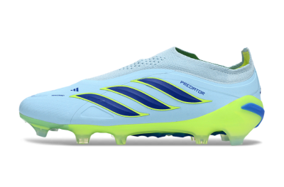 Men's Adidas Predator 26 Elite Laceless FG Firm Ground Low-Tops Football Boots - Blue/Neon Green/Deep Blue