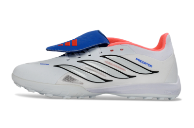 Men's Adidas Predator 26 Elite Fold-Over Tongue TF Artificial Turf Low-Tops Football Shoes - White/Electric Blue/Fiery Red