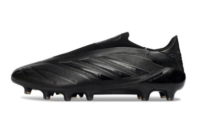 Men's Adidas Copa Pure 4 Elite Laceless FG Firm Ground Low-Tops Football Boots - Black/Midnight Black/Stealth Black