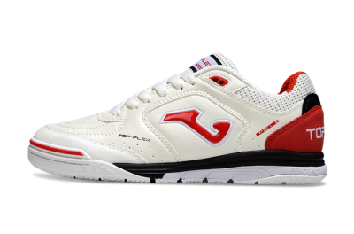 Men's Joma Top Flex IC Indoor & Futsal Low-Tops Football Shoes - White/Red Accent/Black Sole