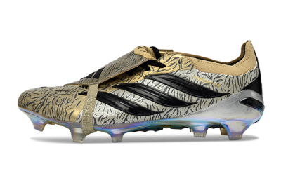 Men's Adidas Predator 26 Elite Fold-Over Tongue FG Firm Ground Low-Tops Football Boots - Gold/Black/Iridiscent