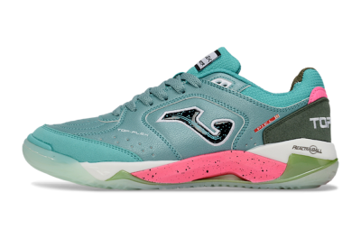 Men's Joma Top Flex IC Indoor & Futsal Low-Tops Football Shoes - Teal/Coral Pink/Sky Blue