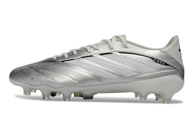 Men's Adidas Copa Pure 4 Elite FG Firm Ground Low-Tops Football Boots - Silver/Metallic Gray/White