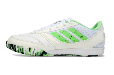 Men's Adidas Top Sala IC Indoor & Futsal Low-Tops Football Shoes - White/Vibrant Green/Black