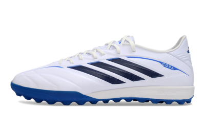 Men's Adidas Copa Pure 4 Elite TF Artificial Turf Low-Tops Football Shoes - White/Electric Blue/Classic Navy