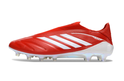 Men's Adidas Copa Pure 4 Elite Laceless FG Firm Ground Low-Tops Football Boots - Red/Bright Scarlet/White
