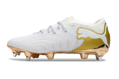 Men's Puma Future 8 Ultimate FG Firm Ground Low-Tops Football Boots - White/Gold/Champagne